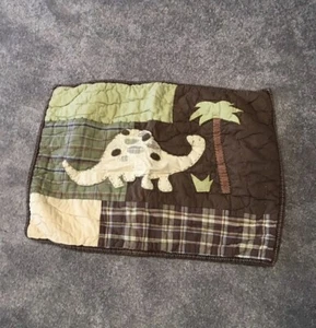 Pottery Barn Kids Madras Sham Standard Green ๐ฆ Dinosaur Tree Dino Brown Plaid - Picture 1 of 4