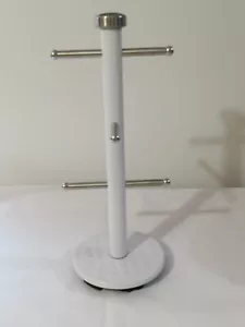 6 Coffee Cup Mug Tree Rack White Metal Chrome 14" Tall - Picture 1 of 7