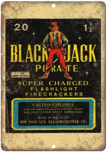 Black Jack Pirate Firecrackers Package Art 12" x 9" Reproduction Metal Sign ZD52 - Picture 1 of 1