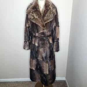 Vintage Roseland Fur Salon Natural Patchwork Muskrat Full Length Fur Coat - Picture 1 of 9