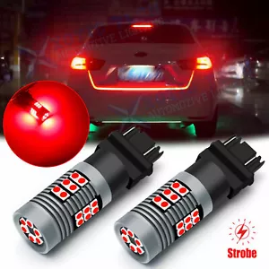 3157 3030 30-SMD LED Strobe Flashing Blinking Brake Stop Tail Light Bulbs Lamps - Picture 1 of 12