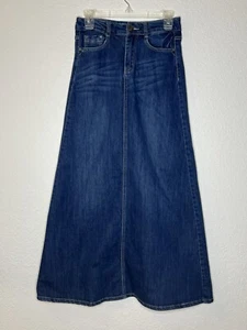 Cindy H Falda Denim 26” Cintura 39” Largo Maxi Falda Larga Línea A - Imagen 1 de 9