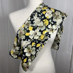 Vera Bradley 60% Viscose 40% Cotton Floral Knit Jersey Scarf Black Yellow Ivory - Picture 1 of 6