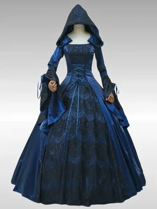 Mittelalter Renaissance Kleid mit Kapuze Game of Thrones Hexe Halloween Kostüm R403 - Bild 1 von 8