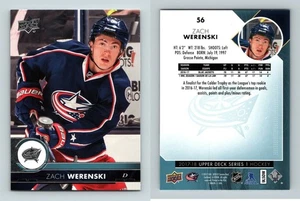 Zach Werenski #56 Upper Deck 2017-18 Series 1 Hockey Trading Card - Picture 1 of 1