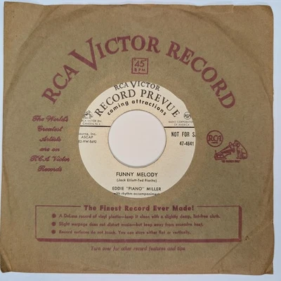Eddie 'Piano' Miller 45 RPM PROMO Funny Melody / Why Worry RCA Victor Prevue Z8 - Image 1 of 3