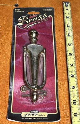 Llamador de puerta de latón artesanal H.B IVES C2-3101-605 ACABADO PULIDO BRILLANTE NUEVO EN CAJA Foto 1 de 4