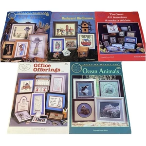 Cross My Heart Cross Stitch Lot: Ocean Animals Out West Birdhouses Office FIVE - Bild 1 von 11
