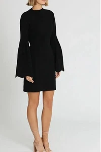 Clea Dress Size AU/UK M US XS Mini Black Crepe Knit Backless Long Sleeves Classy - Picture 1 of 9