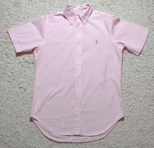 Camisa Polo Ralph Lauren Seersucker Para Hombre Pequeña Calce Clásico Rosa Claro Abotonada - Imagen 1 de 7