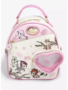tokidoki Unicorno Cherry Blossom Mini Backpack with Clear Pouch Keychain - New - Picture 1 of 5