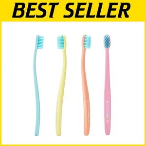 Multipack of 4 Ultra-Soft Toothbrushes Made from Recycled Plastic, Gentle Care - Picture 1 of 7