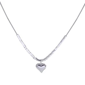 Dainty Heart-shaped Pendant Necklace Vintage Hip-hop Sweater Chain Lightweight - Picture 1 of 8