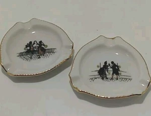 2 mini ceniceros de porcelana Schumann Baviera estilo Luis XIV llantas doradas de 2,5 pulgadas  - Imagen 1 de 7