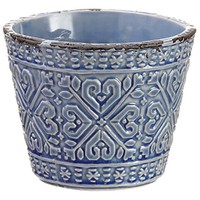 3.5"Hx4.25"W Ceramic Round Pot -Blue (pack of 4)
