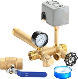 1"x 11"Well Pressure Tank Tee Kit with 40/60psi Pressure Switch,Brass Pressure - Picture 1 of 7