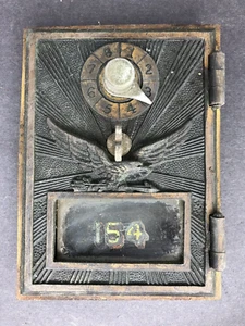 Antique U.S. Post Office Mail Box Door #154 Flying Eagle Brass Combination Lock - Picture 1 of 3