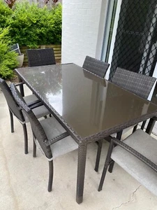 Wicker outdoor furniture With Glass Table used - Picture 1 of 3