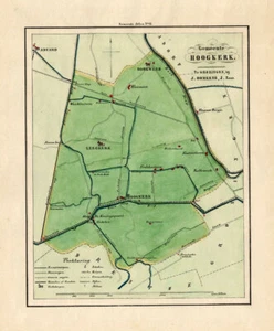 ANTIQUE MAP-HOLLAND-TOWN PLAN-HOOGKERK-GRONINGEN-OOMKENS-1862 - Picture 1 of 1