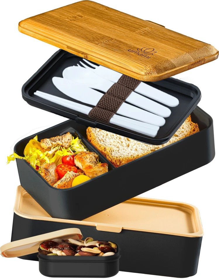 Umami Brotdose Bento auslaufsicher mit Fächern 4 Bestecke 2 Soßentöpfe - Bild 1 von 1