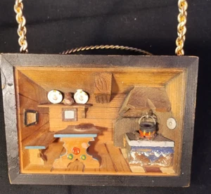 Diorama 3D Shadow Box Folk Art Kitchen Scene Made in Italy READ - Picture 1 of 8