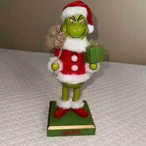 Nuevo 2024 Cascanueces El Grinch Dr. Seuss Santa Regalo de Navidad 11" con Saco de Juguete - Imagen 1 de 6