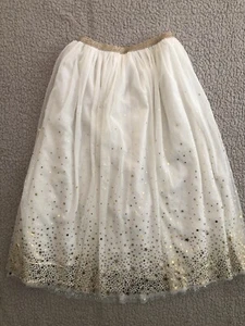 Cat and Jack Girls Size Skirt, White Tulle Gold Large 10/12 Elastic Waist. - Picture 1 of 10