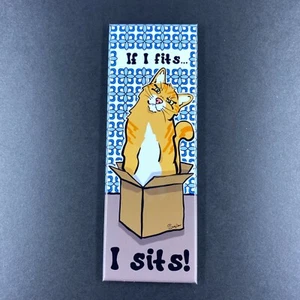 Orange Cat in a Box Magnet Funny Pet Portrait Art Gift Collectible Home Decor - Picture 1 of 12