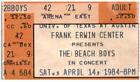 Die Beach Boys Ticket Stumpf April 14 1984 Univ. Von Texas Frank Ervin Center