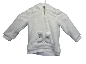 Juicy Couture Girl Toddler Hoodie Size 4t White Faux Fur Kitty Cat - Picture 1 of 6