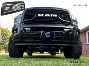 Matte Black Grille For 10-18 Dodge Ram 2500 3500 Upper W/ Chrome Letters - Picture 1 of 10