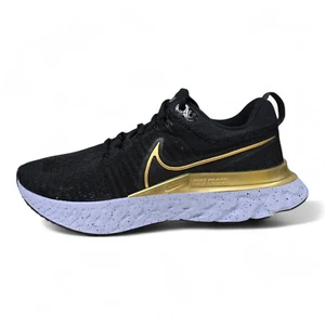 Nike React Infinity Run Flyknit 2 Black Metallic Gold Gym Running (CT2423 009) - Picture 1 of 10
