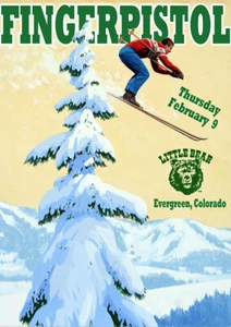 Póster de esquí de grupo musical vintage de pistola de dedo perenne, Colorado - Imagen 1 de 1