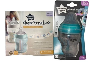 Tommee Tippee 2 Closer to Nature 9 oz Slow Flow 0+ & 1 Anti-Colic Bottles NEW - Picture 1 of 24