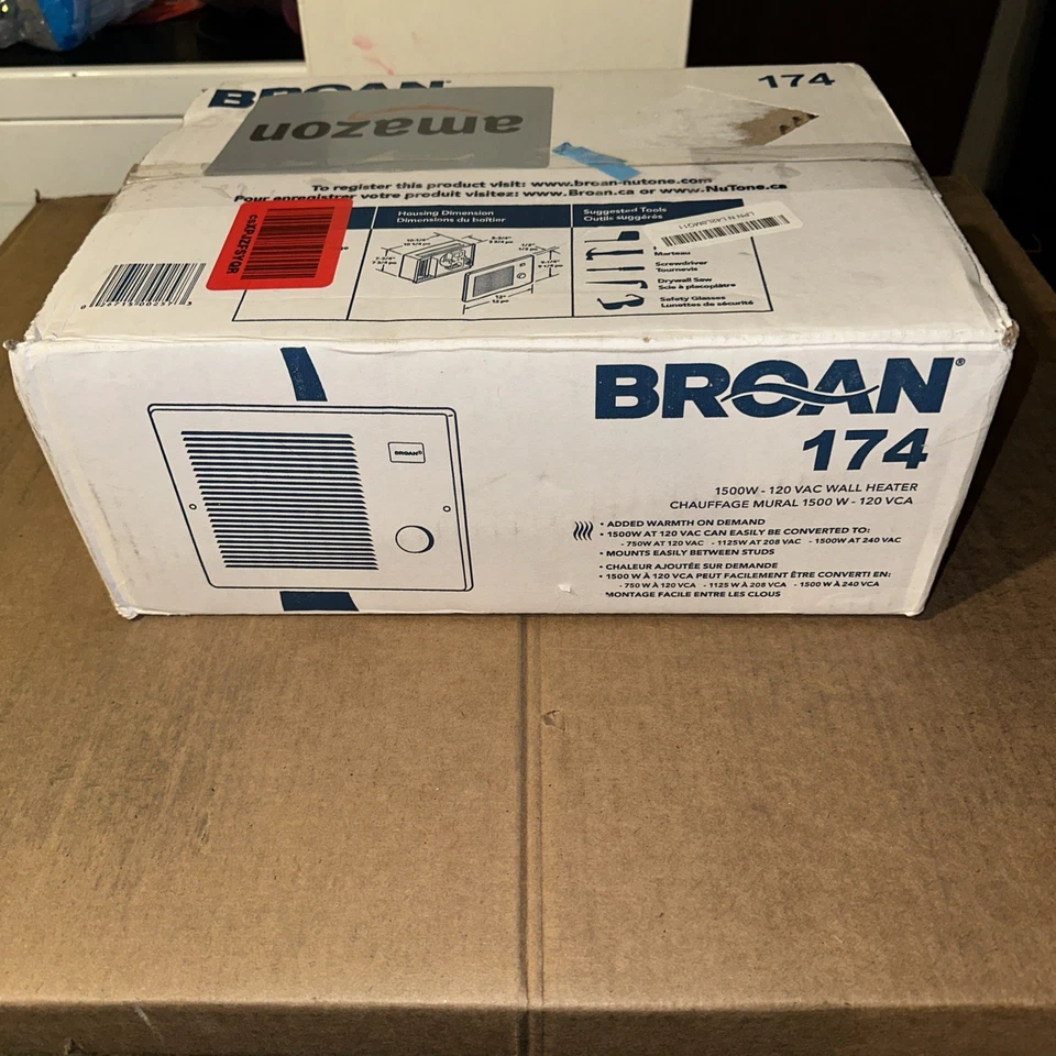 Broan 174 10.5A 1500W 120 to 240V Steel White Fan-Forced Wall Heater 9-1/4 H in. - Image 1 of 4