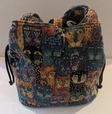 Lovely Vintage Laurel Burch Tapestry Drawstring Handbag Purse Shoulder Bag - Image 1 of 4