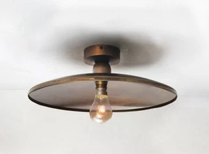 Antique Brass Flush Disc Light Fitting - Picture 1 of 1