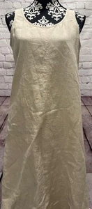 Vestido sin mangas para mujer Jill beige 100 % lino sin mangas cuello redondo línea A MIDI S - Imagen 1 de 14