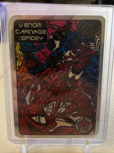 1992 COMIC PINK STAR VENDING MACHINE #11 VENOM CARNAGE SPIDEY STICKER CARD NM/M - Picture 1 of 3
