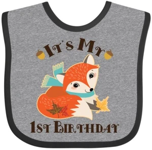 Inktastic 1st Birthday Woodland Fox Baby Bib Babys First Cute Boys Girls Childs - Picture 1 of 11