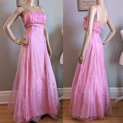 Maxi Vestido Princesa Vintage Años 90 Blondie Nites Rosa Baile de graduación Imperio Regencia 9 Foto 1 de 4