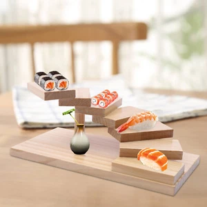 Sushi Display Stand Rack Staircase Japanese Cuisine Seven Step Sushi Plate Wood - Picture 1 of 17