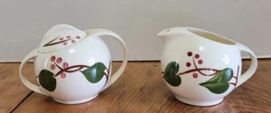 Vintage Cream & Sugar Set Blue Ridge Southern Potteries Vine & Berries 3 pc - Picture 1 of 7