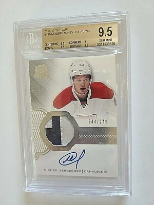 2016-17 Mikhail Sergachev The Cup Rookie Auto Jersey Patch RC /249 BGS 9.5/10 - Image 1 of 4