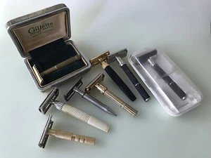 VINTAGE LOT GILLETTE DOUBLE EDGE SAFETY RAZORS ADJUSTABLE INCLUDE ARISTOCRAT - Picture 1 of 24