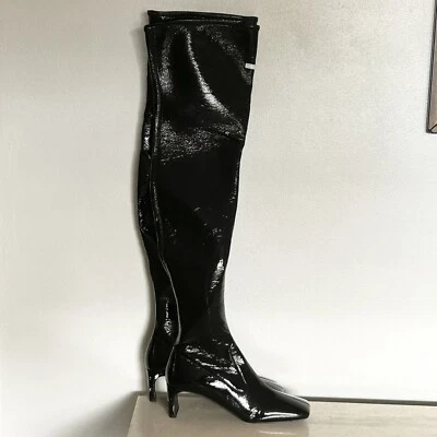 全新 Prada 人造皮革过膝靴 37.5 码 MSRP:1300 美元 — 第 1/4 张图片