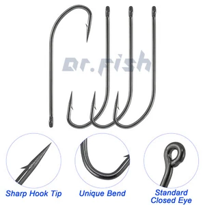 100pcs Fishing O'shaughnessy Hooks Long Shank High Carbon Steel Saltwater - Picture 1 of 7