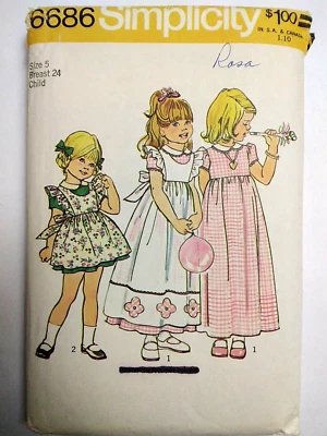 Dress Pinafore Cottagecore Prairie Flower Girls 5 Simplicity 6686 Sewing Pattern - Image 1 of 4
