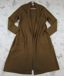 EUC J Jill Women Wool Bld Brown Knit Long Line Open Cardigan womens L Large - Picture 1 of 9