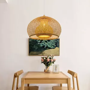 Chandelier Pendant Light Hanging Ceiling Lamp Handmade Rattan Wicker Woven 40CM - Picture 1 of 8